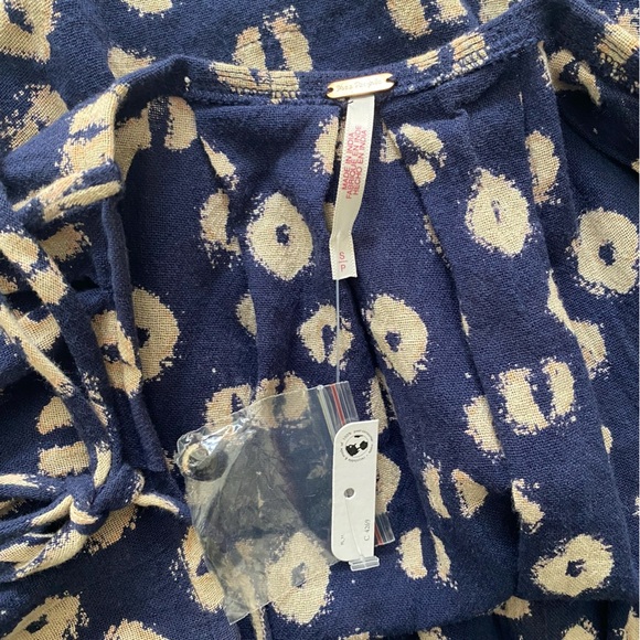 Free People Blue Indigo Combo Molly Floral Tunic S - Picture 12 of 15